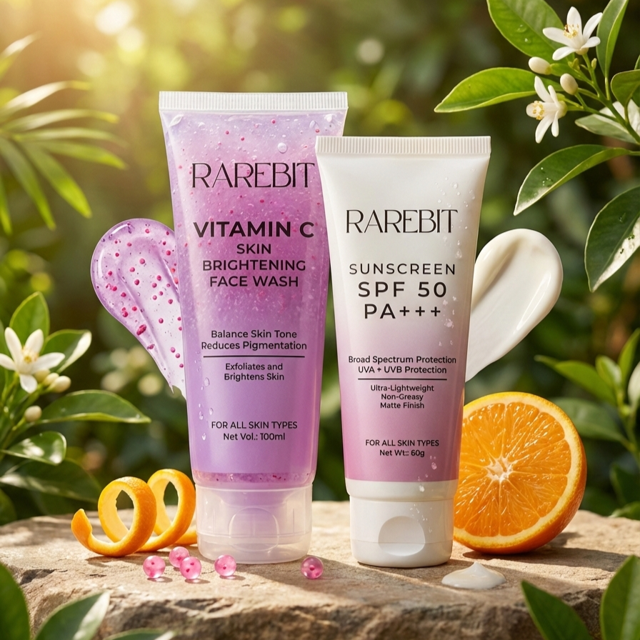 Rarebit Skincare COMBO KIT  - Vitamin C Facewash With Sunscreen SPF 50 PA+++